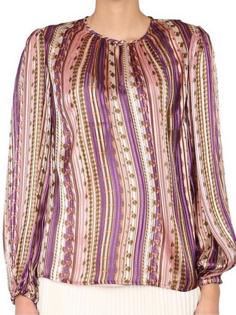 NWT Tory Burch Satin Burnout Silk Blend Blouse Size 6
